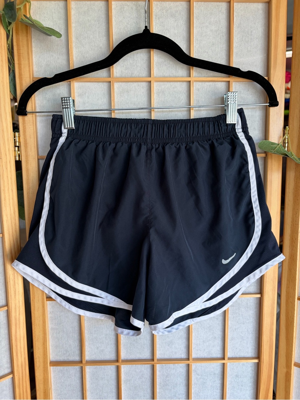 Nike Women's Black Athletic Shorts with White Trim